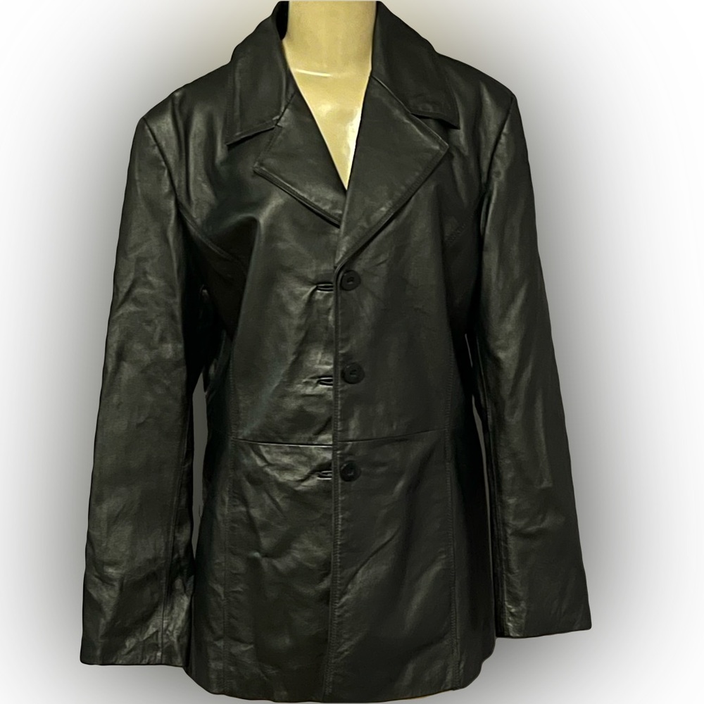 Worthington vintage black leather jacket gothcore vamp L